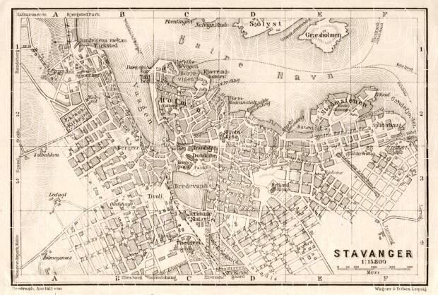 Stavanger city map, 1911. Use the zooming tool to explore in higher level of detail. Obtain as a quality print or high resolution image