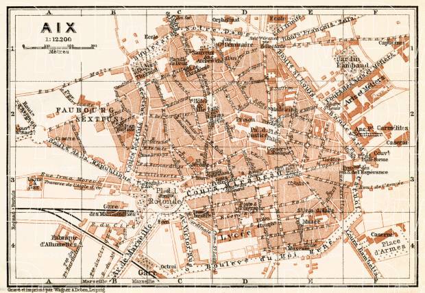 Aix (Bouches-du-Rhône) city map, 1913. Use the zooming tool to explore in higher level of detail. Obtain as a quality print or high resolution image