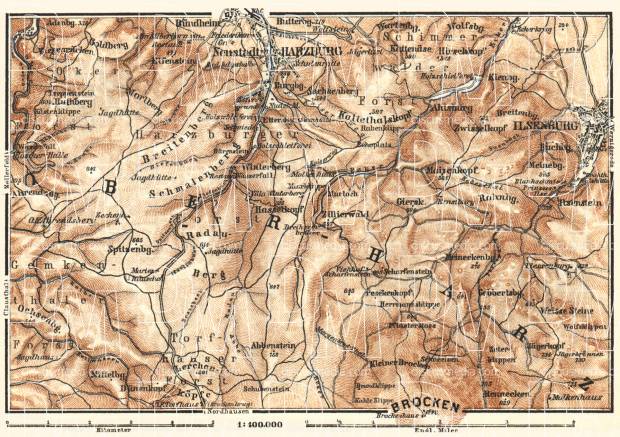 Upper Harz Mountains map, 1887. Use the zooming tool to explore in higher level of detail. Obtain as a quality print or high resolution image
