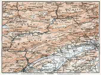 Jura department map, northeastern part, 1909