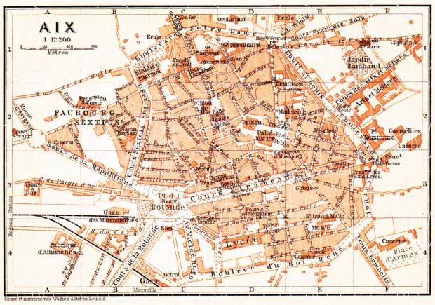 Aix (Bouches-du-Rhône) city map, 1900. Use the zooming tool to explore in higher level of detail. Obtain as a quality print or high resolution image