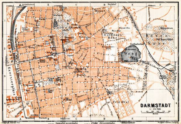 Darmstadt city map, 1905. Use the zooming tool to explore in higher level of detail. Obtain as a quality print or high resolution image