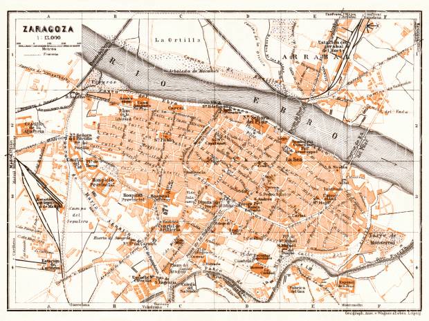 Saragossa (Zaragoza) city map, 1929. Use the zooming tool to explore in higher level of detail. Obtain as a quality print or high resolution image
