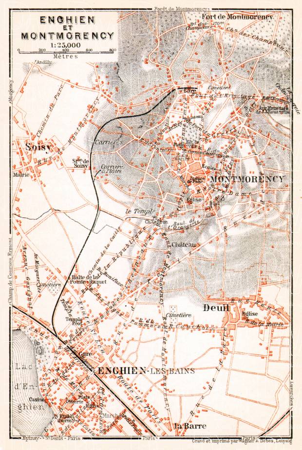 Enghien-les-Bains and Montmorency map, 1910. Use the zooming tool to explore in higher level of detail. Obtain as a quality print or high resolution image