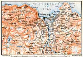 Trondheim (Trondhjem) environs map, 1910
