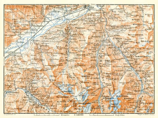 Sion south environs map, 1909. Use the zooming tool to explore in higher level of detail. Obtain as a quality print or high resolution image