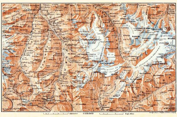 Great St. Bernhard environs map, 1897. Use the zooming tool to explore in higher level of detail. Obtain as a quality print or high resolution image