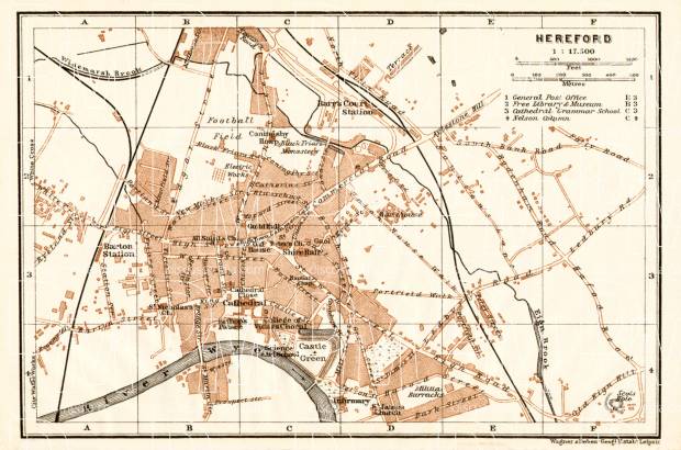 Hereford city map, 1906. Use the zooming tool to explore in higher level of detail. Obtain as a quality print or high resolution image
