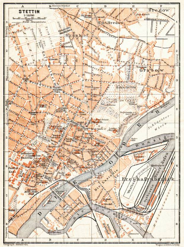 Stettin (Szczecin) city map, 1906. Use the zooming tool to explore in higher level of detail. Obtain as a quality print or high resolution image