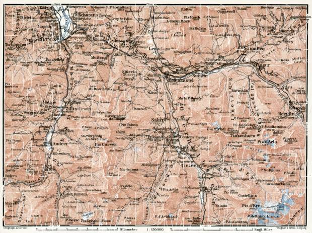 Thusis and Tiefenkastel environs map, 1909. Use the zooming tool to explore in higher level of detail. Obtain as a quality print or high resolution image