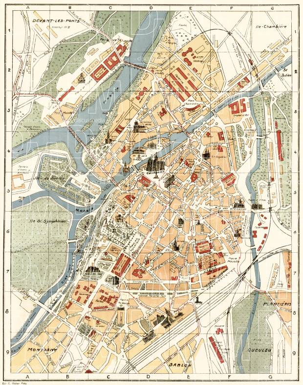Metz town plan, 1916. Use the zooming tool to explore in higher level of detail. Obtain as a quality print or high resolution image