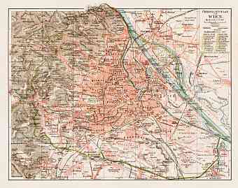 Vienna (Wien) and suburbs, overview map, 1903