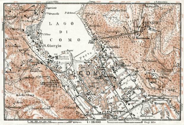 Como Lake and its environs map, 1909. Use the zooming tool to explore in higher level of detail. Obtain as a quality print or high resolution image