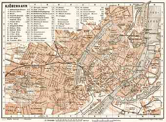 Copenhagen (Kjöbenhavn, København) city map, 1911