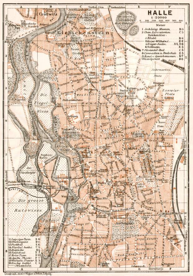 Halle (Saale) city map, 1911. Use the zooming tool to explore in higher level of detail. Obtain as a quality print or high resolution image