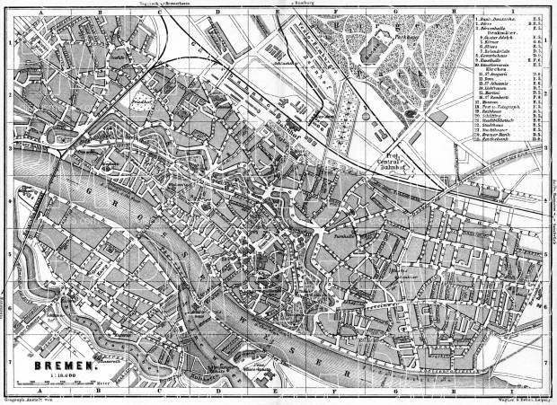 Bremen city map, 1887. Use the zooming tool to explore in higher level of detail. Obtain as a quality print or high resolution image