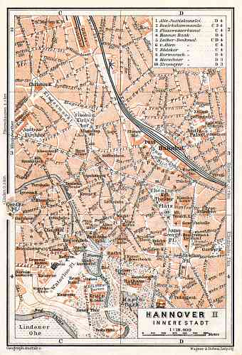 Hannover central part map, 1906