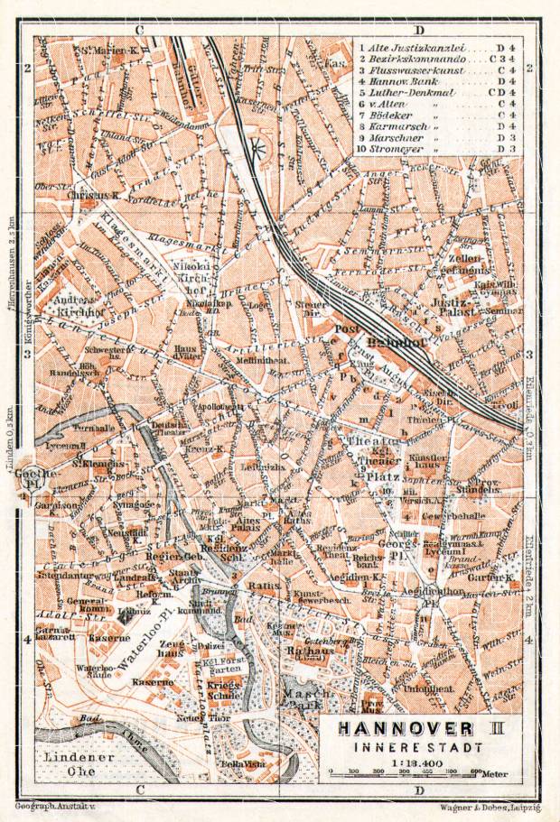 Hannover central part map, 1906. Use the zooming tool to explore in higher level of detail. Obtain as a quality print or high resolution image