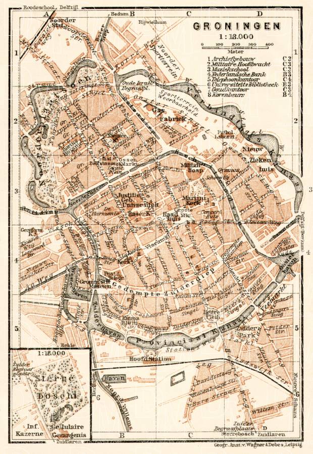 Groningen city map, 1909. Use the zooming tool to explore in higher level of detail. Obtain as a quality print or high resolution image