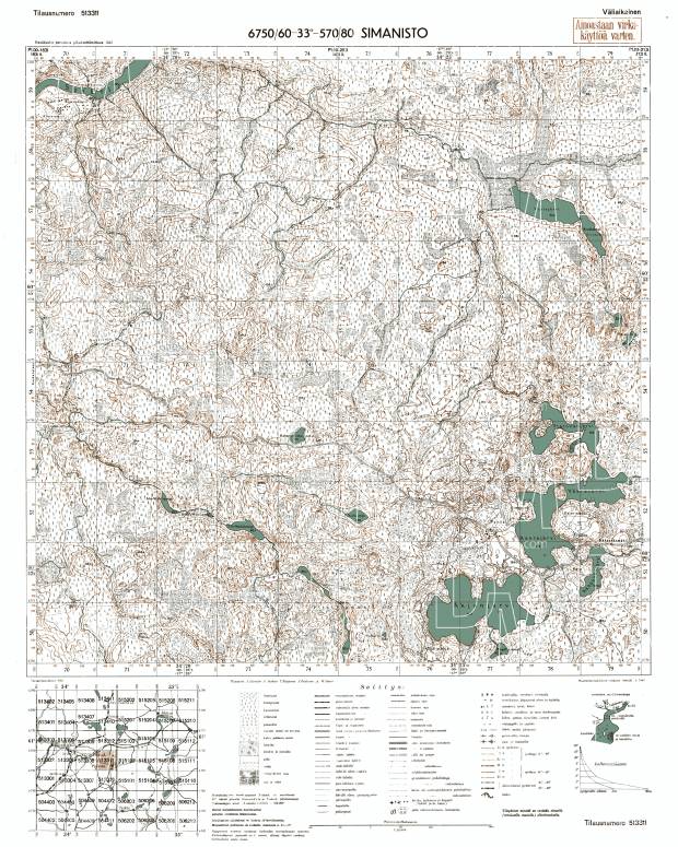 Šemenitši. Simanisto. Topografikartta 513311. Topographic map from 1943. Use the zooming tool to explore in higher level of detail. Obtain as a quality print or high resolution image