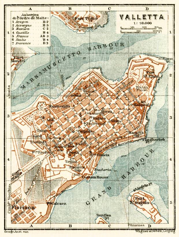 Valletta city map, 1929. Use the zooming tool to explore in higher level of detail. Obtain as a quality print or high resolution image
