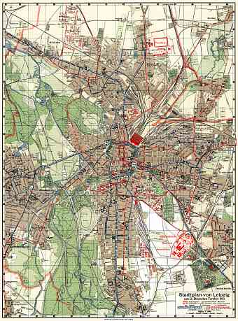 Leipzig city map, 1913