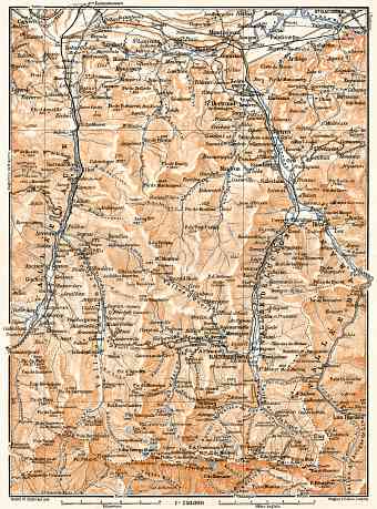 Aure and Luchon River valleys´ map, 1902