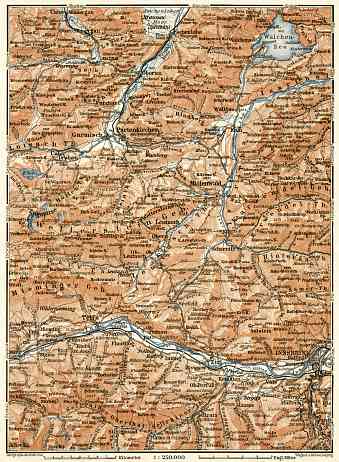 Bavarian and Inntal Alps map (Innsbruck-Land), 1906