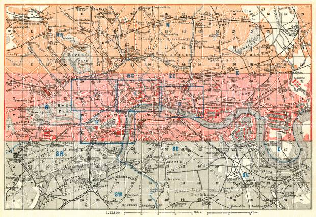 London, general map, 1909. Use the zooming tool to explore in higher level of detail. Obtain as a quality print or high resolution image