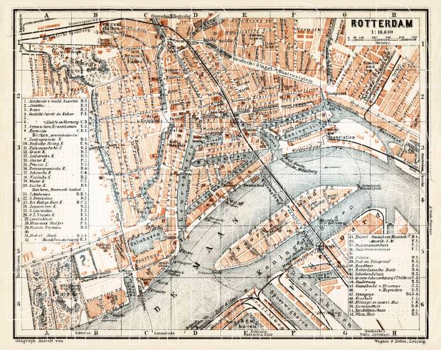 Rotterdam city map, 1904. Use the zooming tool to explore in higher level of detail. Obtain as a quality print or high resolution image
