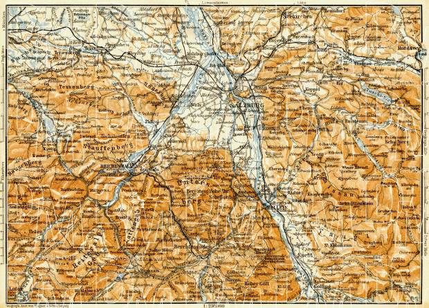 Salzburg, Reichental and environs map, 1906. Use the zooming tool to explore in higher level of detail. Obtain as a quality print or high resolution image