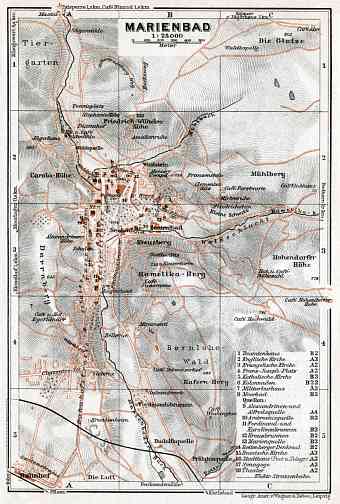 Marienbad (Mariánské Lázne) city map, 1910
