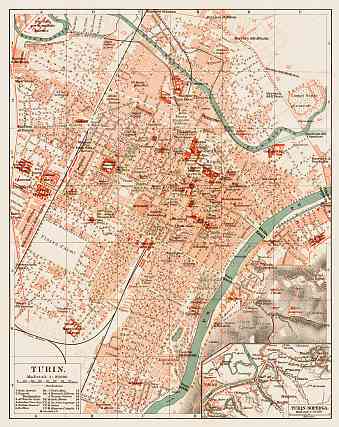 Turin (Torino) city map, 1903