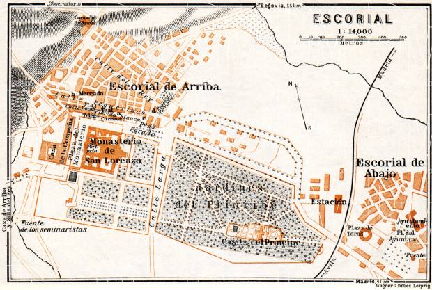 Escorial de Arriba town plan, 1929. Use the zooming tool to explore in higher level of detail. Obtain as a quality print or high resolution image