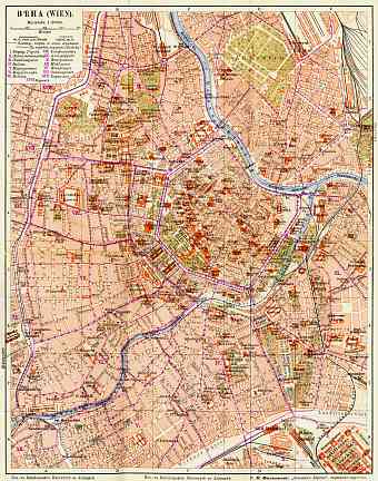 Vienna (Wien) city map with legend in Russian, 1903
