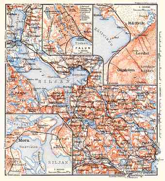 Mora, Falun, Rättvik and environs map, 1911