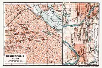 Minneapolis, city map. Map of the Environs of St.Paul and Minneapolis, 1909