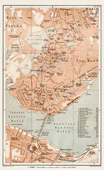 Constantionople (قسطنطينيه, İstanbul, Istanbul), central part map, 1914