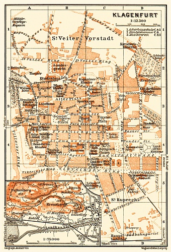 Klagenfurt and environs map, 1911