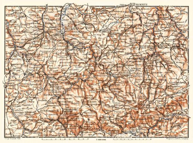 West Saxony from Plauen to Chemnitz, 1887. Use the zooming tool to explore in higher level of detail. Obtain as a quality print or high resolution image