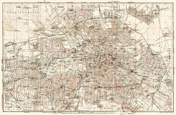 Berlin, city map with tramway and S-Bahn networks, 1911. Use the zooming tool to explore in higher level of detail. Obtain as a quality print or high resolution image