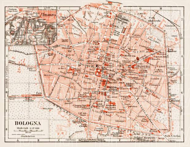 Bologna city map, 1903. Use the zooming tool to explore in higher level of detail. Obtain as a quality print or high resolution image