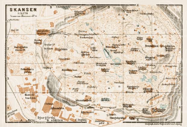 Stockholm (Djurgården): Skansen map, 1929. Use the zooming tool to explore in higher level of detail. Obtain as a quality print or high resolution image