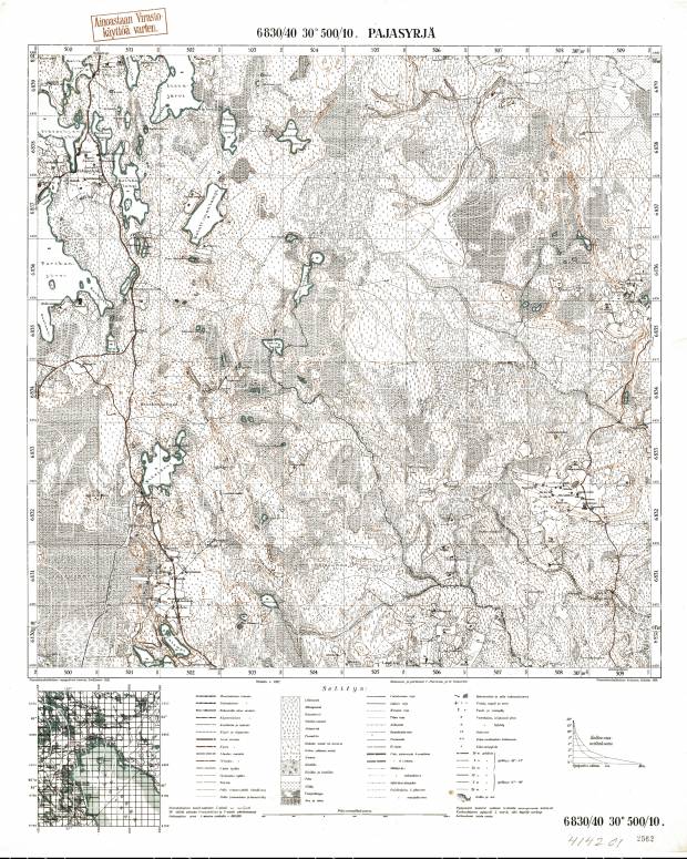 Pajasjurja. Pajasyrjä. Topografikartta 414201. Topographic map from 1929. Use the zooming tool to explore in higher level of detail. Obtain as a quality print or high resolution image
