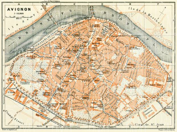 Avignon city map, 1913. Use the zooming tool to explore in higher level of detail. Obtain as a quality print or high resolution image