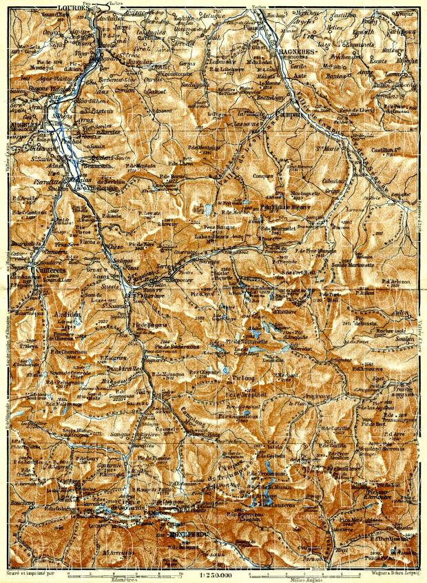 St. Sauveur, Barèges and Gavarnie map, 1886. Use the zooming tool to explore in higher level of detail. Obtain as a quality print or high resolution image