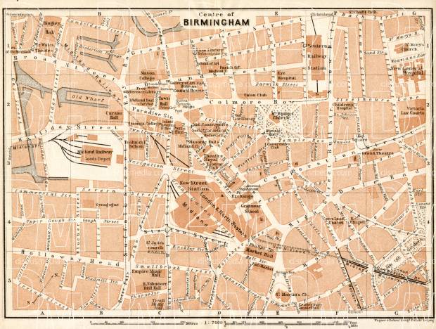 Birmingham, central part map, 1906. Use the zooming tool to explore in higher level of detail. Obtain as a quality print or high resolution image