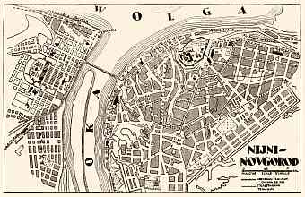 Nizhny Novgorod (Нижний Новгород) city map, 1928