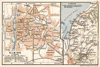 Elblag (Elbing) city map, 1911. Environs of Elblag