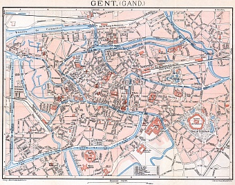 Ghent (Gent) city map, 1908